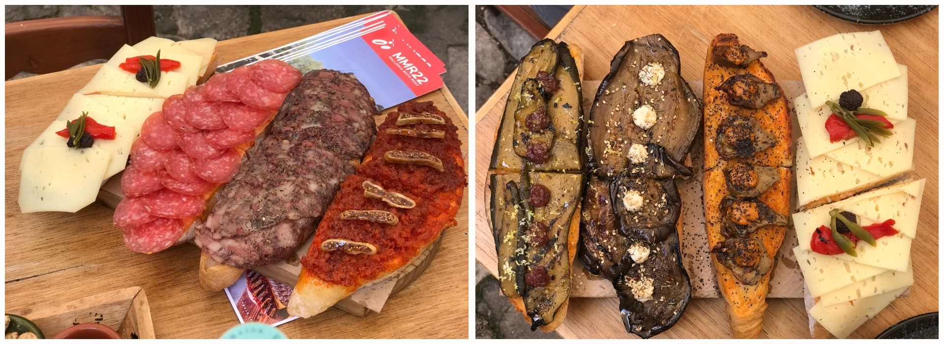 Fette di pane con salumi e formaggi